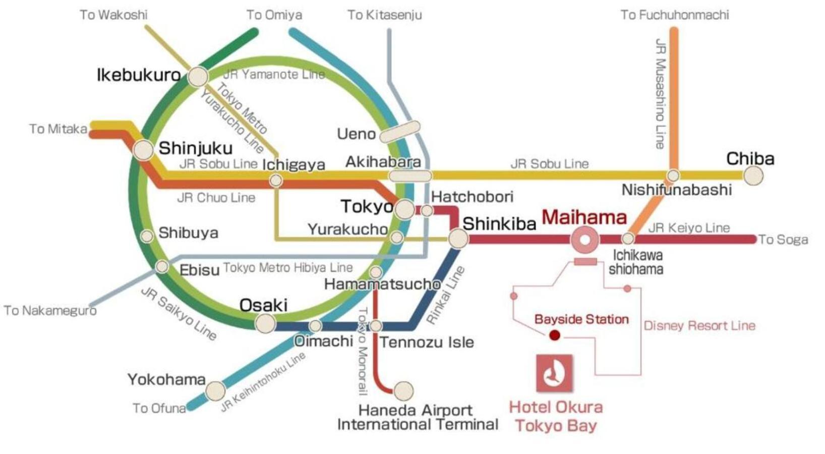 Hotel Okura Tokyo Bay Urayasu Екстер'єр фото Location of the hotel